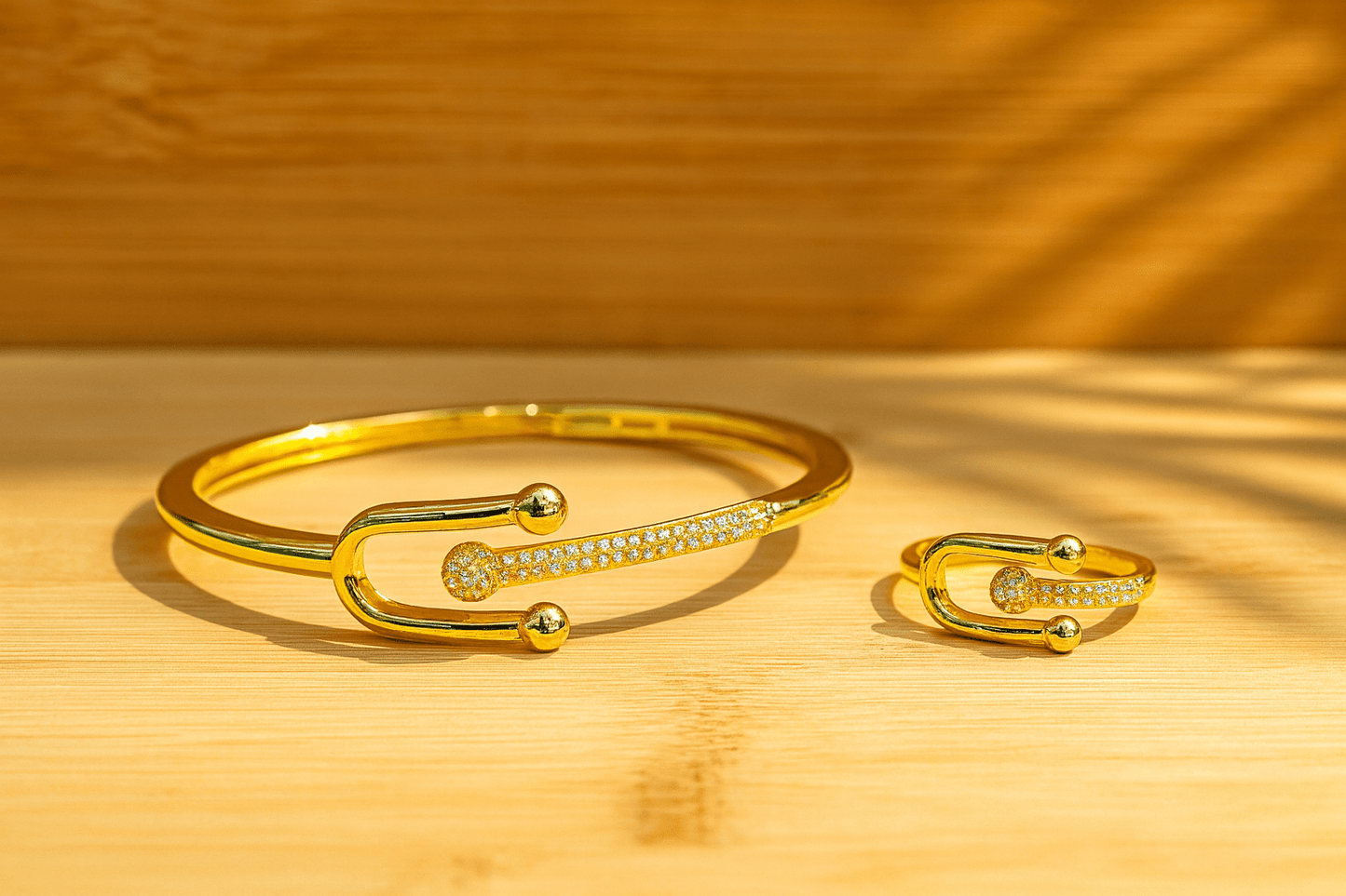 Gold-Plated Bracelet & Ring Set