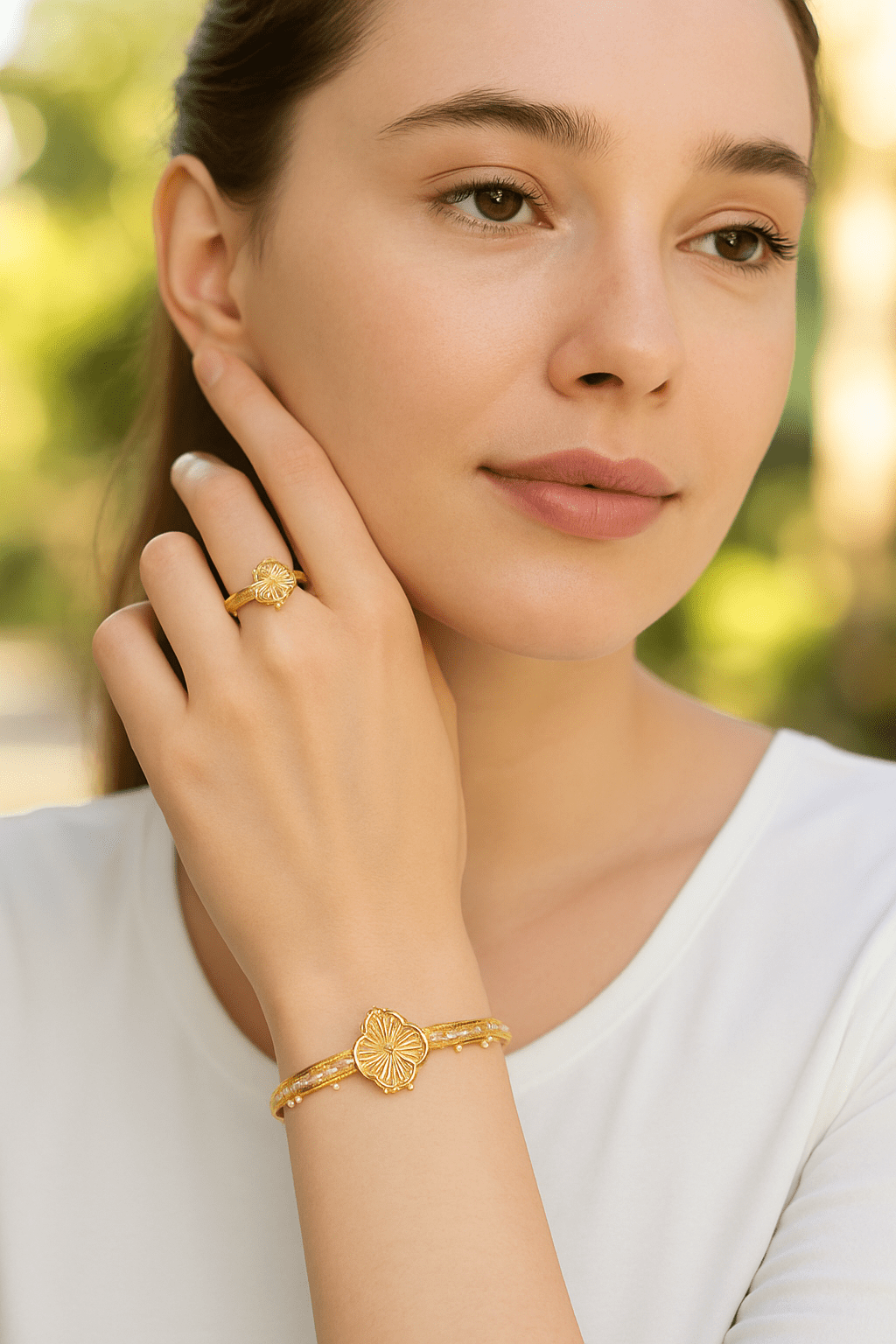 Gold-Plated Bracelet & Ring Set