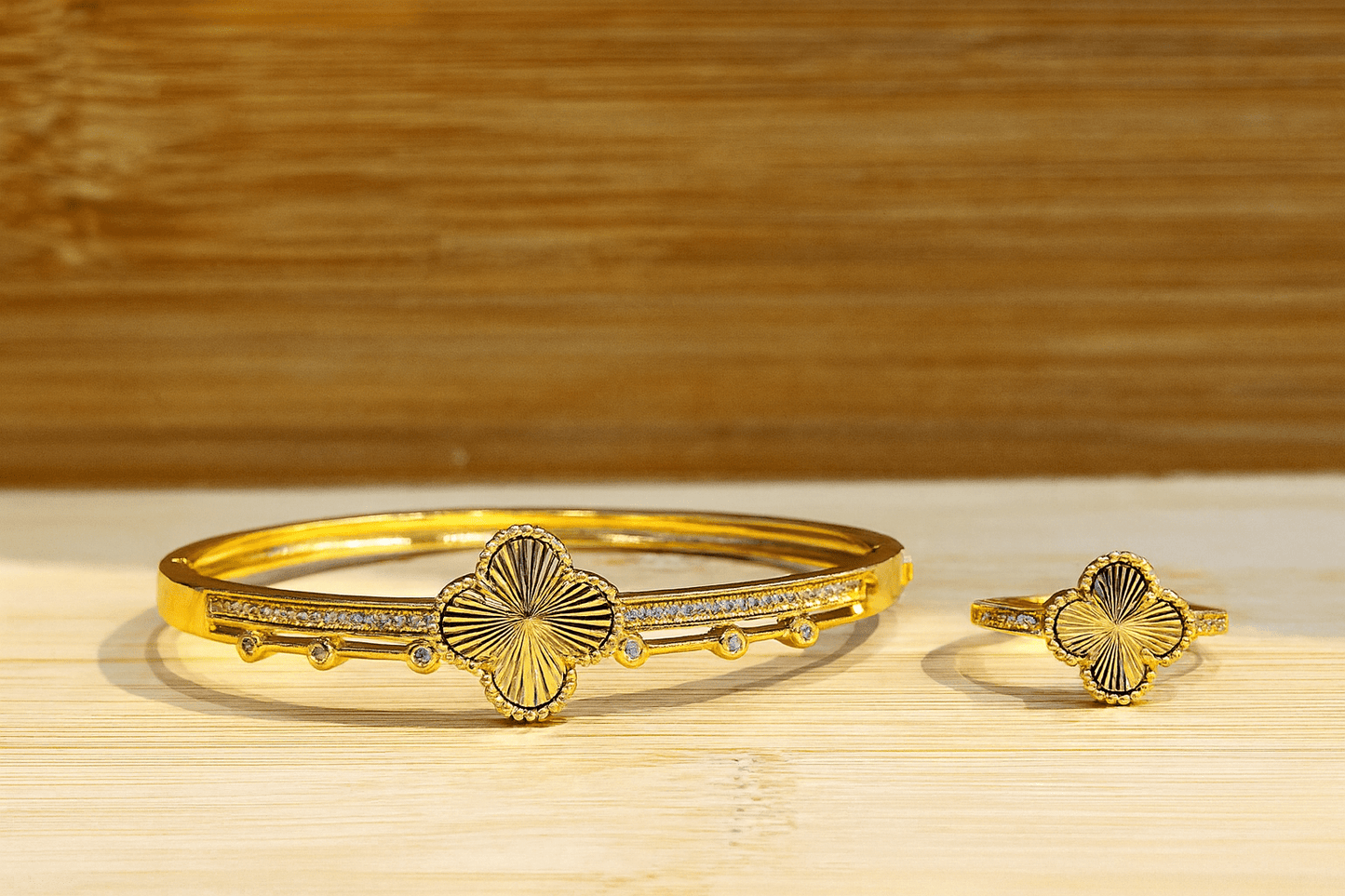 Gold-Plated Bracelet & Ring Set